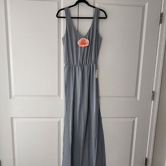 Nwt - Show Me Your MuMu - L - Kendall Maxi Dress Silver Sage Crisp Long Lining - Picture 4 of 9